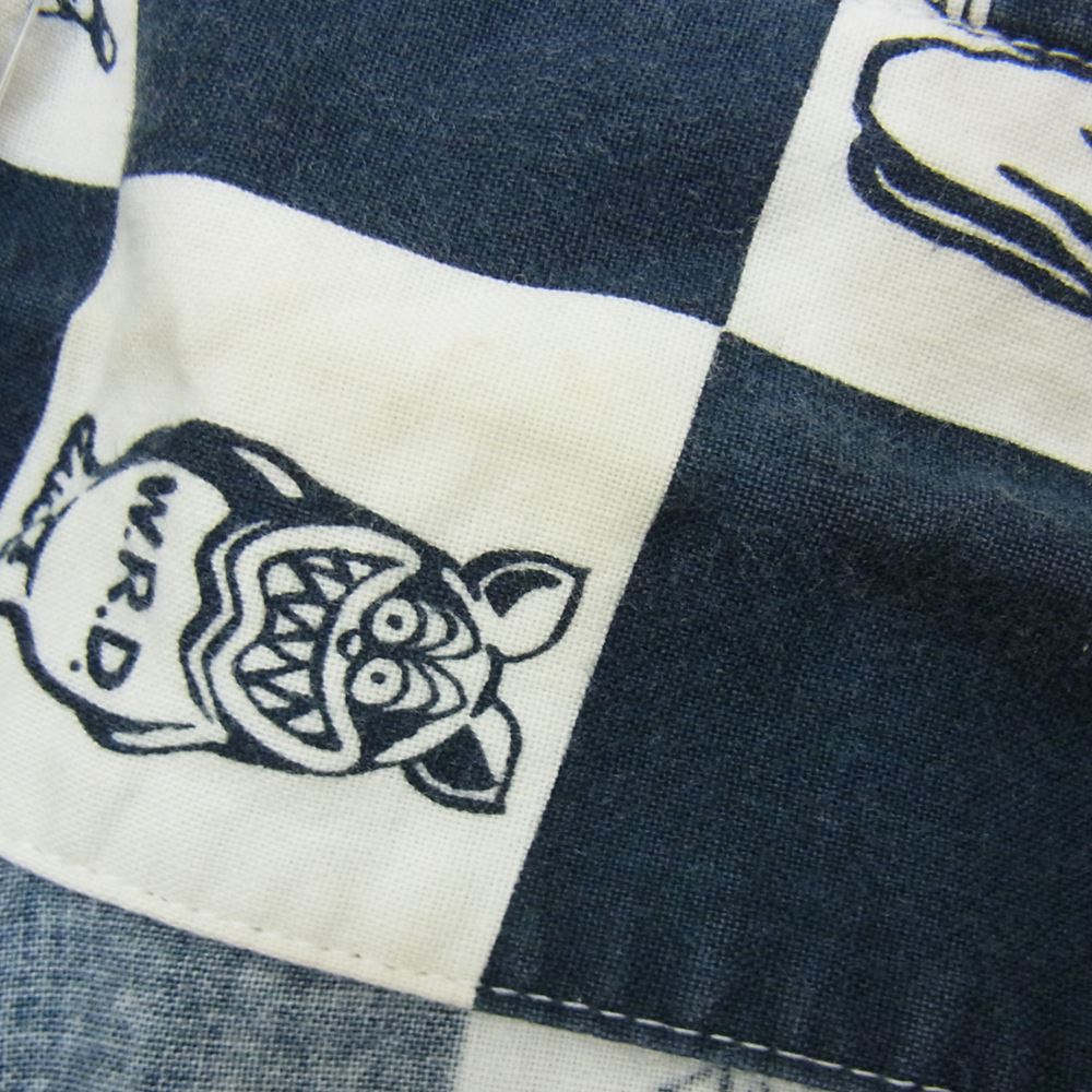 WEIRDO ウィアード 17SS WRD-17-SS-15 WIRED INITIALS S/S SHIRT イニシャル チェック チェッカーボード モンスター 総柄 半袖 シャツ ブラック系 M【中古】