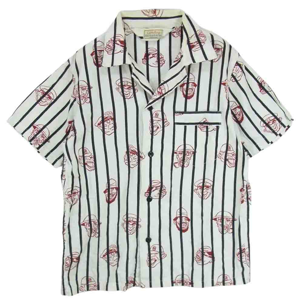 WEIRDO ウィアード 13SS WRD-13-SS-40 Spoofing Caricatures ジェイル ストライプ 半袖 シャツ ホワイト系 M【中古】
