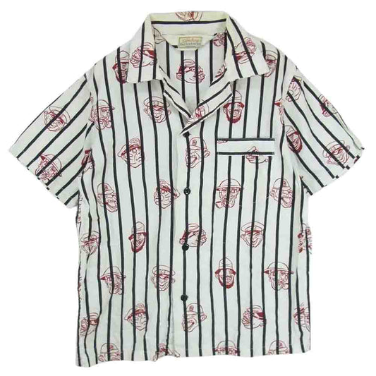 WEIRDO ウィアード 13SS WRD-13-SS-40 Spoofing Caricatures ジェイル ストライプ 半袖 シャツ ホワイト系 M【中古】