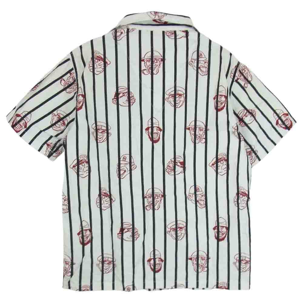 WEIRDO ウィアード 13SS WRD-13-SS-40 Spoofing Caricatures ジェイル ストライプ 半袖 シャツ ホワイト系 M【中古】