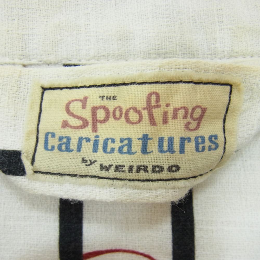 WEIRDO ウィアード 13SS WRD-13-SS-40 Spoofing Caricatures ジェイル ストライプ 半袖 シャツ ホワイト系 M【中古】