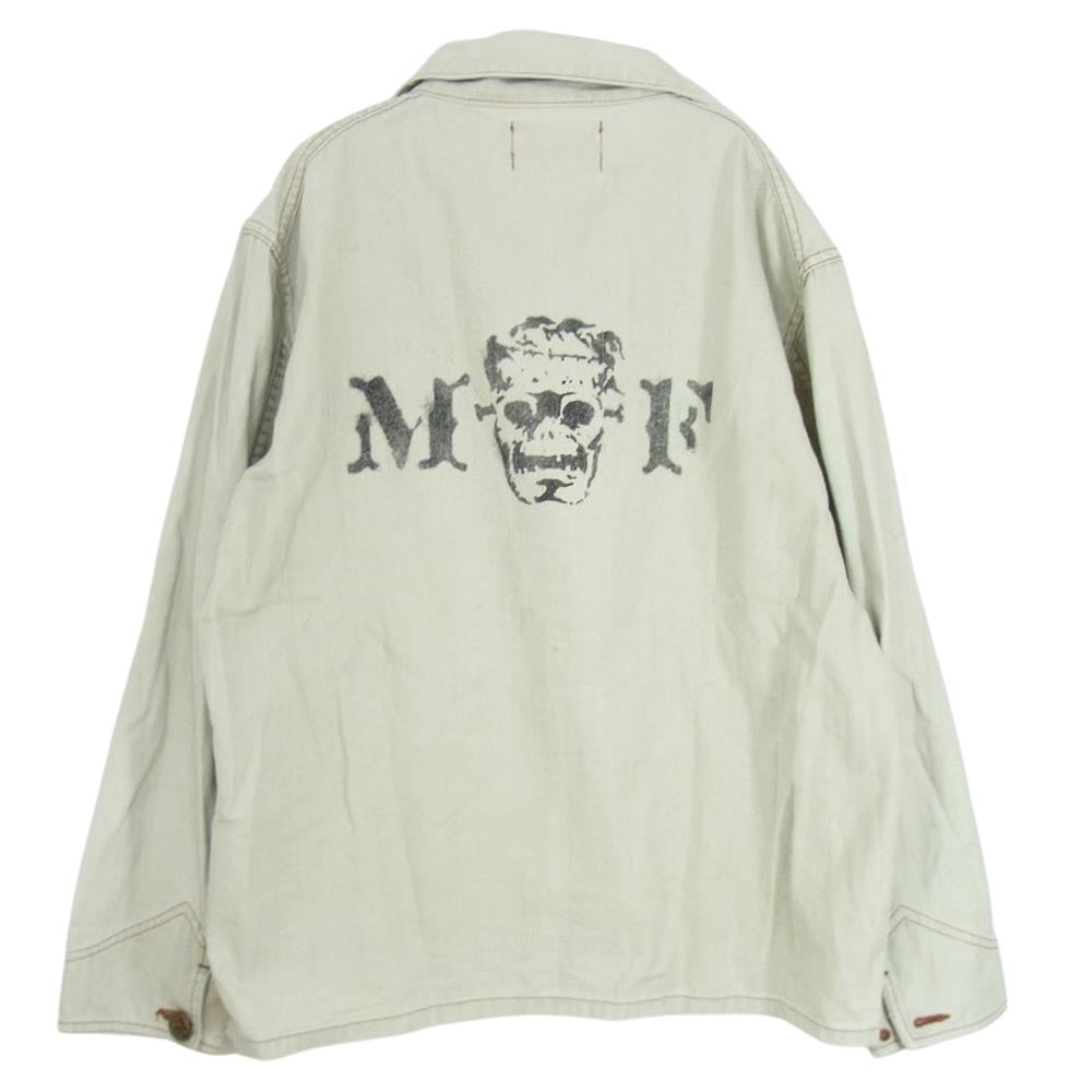 WEIRDO ウィアード 12SS WRD-12-SS-03 MONSTER COVERALL モンスター ペイント ステンシル ヘリンボーン カバーオール ジャケット ベージュ系 M【中古】