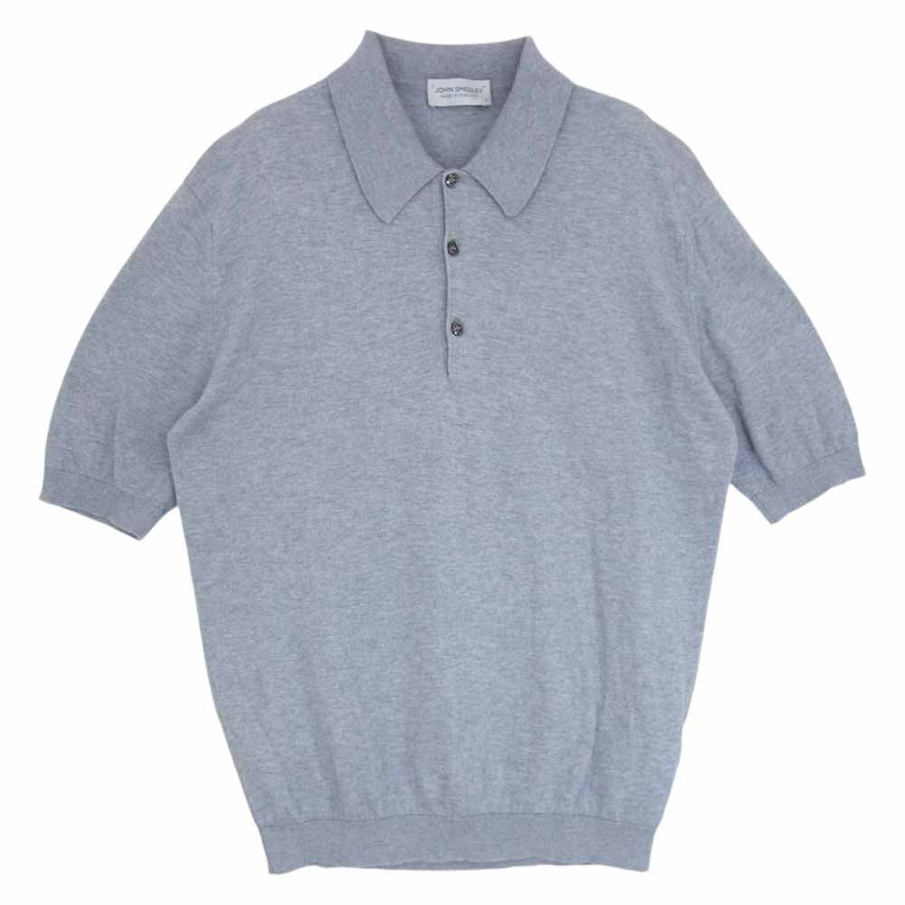 JOHN SMEDLEY イギリス製 コットン ニット ポロシャツ グレー系 S【中古】