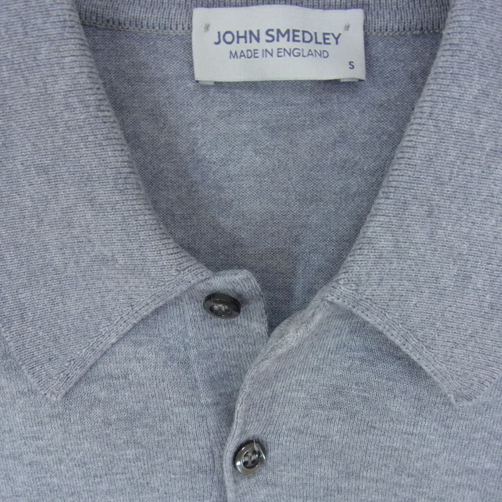 JOHN SMEDLEY イギリス製 コットン ニット ポロシャツ グレー系 S【中古】