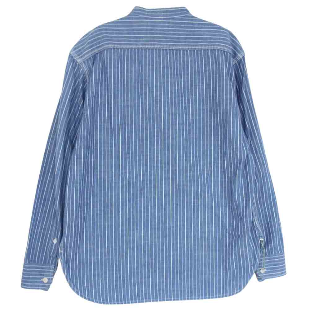 SUNNY SPORTS サニースポーツ バンドカラー ストライプ 長袖 ワーク シャツ ブルー系 38【中古】