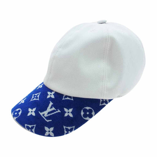 LOUIS VUITTON ルイ・ヴィトン M77741 LV マッチ モノグラム キャップ ホワイト系 ブルー系【美品】【中古】