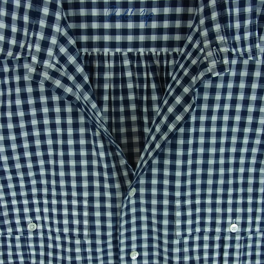 PORTER CLASSIC ポータークラシック ROLL UP GINGHAM CHECK SHIRT ロールアップ ギンガム チェック 長袖 シャツ ネイビー系 ホワイト系 L【中古】