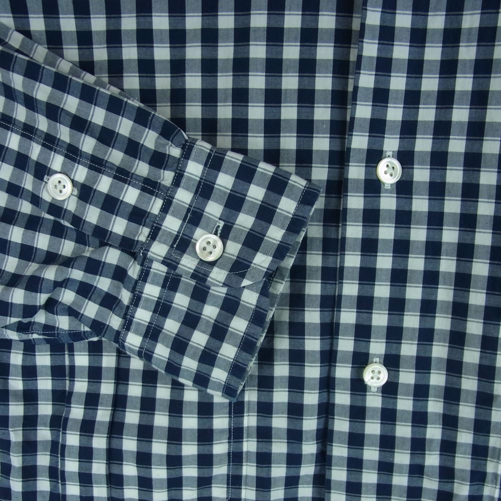 PORTER CLASSIC ポータークラシック ROLL UP GINGHAM CHECK SHIRT ロールアップ ギンガム チェック 長袖 シャツ ネイビー系 ホワイト系 L【中古】