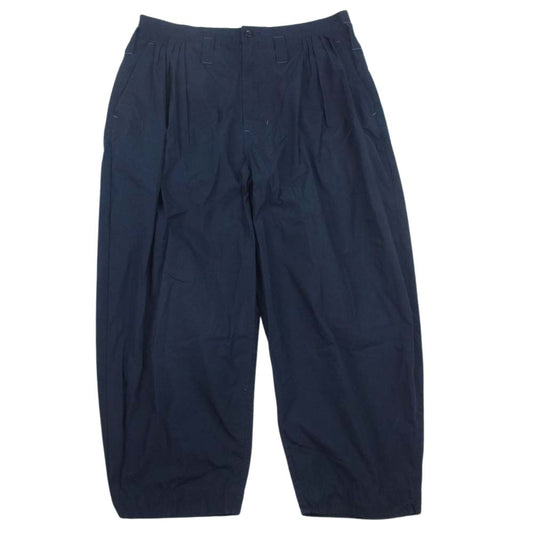 PORTER CLASSIC ポータークラシック 21SS POPLIN BEBOP PANTS ポプリン ビバップ タック パンツ ネイビー系 L【中古】