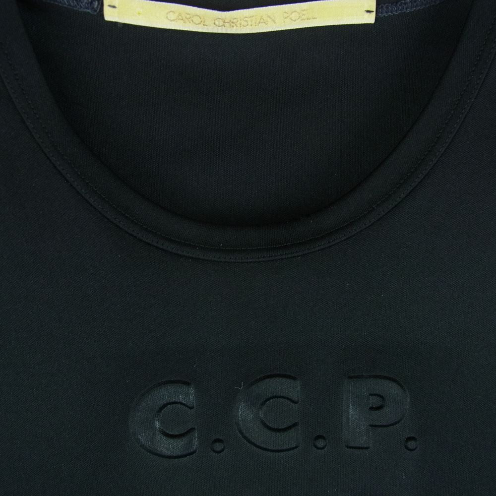 Carol Christian Poell キャロルクリスチャンポエル エンボス加工 半袖 ロゴ Tシャツ ブラック系 46【中古】