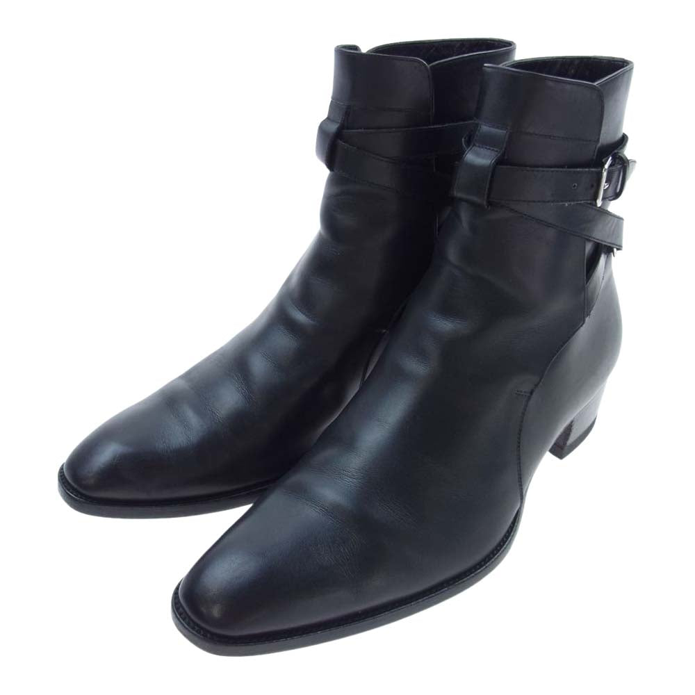 SAINT LAURENT サンローラン 458793 ベルト ジョッパー ブーツ レザー ブラック系 42【中古】