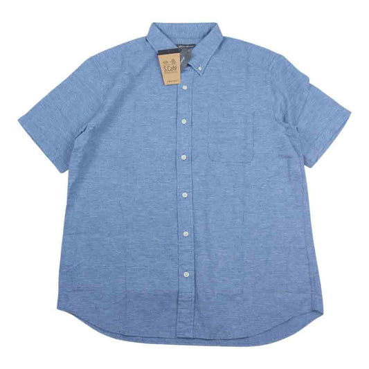 Eddie Bauer エディー・バウアー 【新古品】コットン リネン 半袖 シャツ ブルー系 M【新古品】【未使用】【中古】