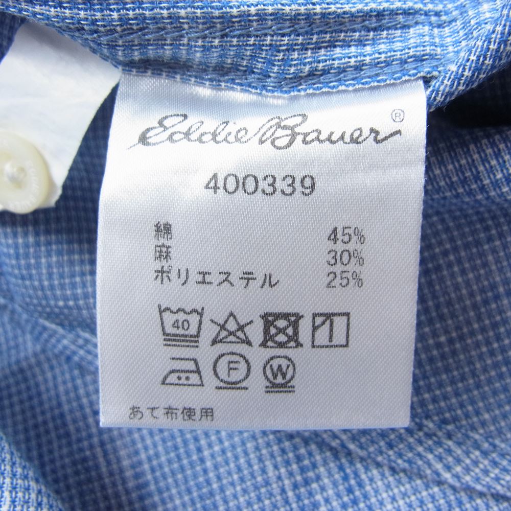 Eddie Bauer エディー・バウアー 【新古品】コットン リネン 半袖 シャツ ブルー系 M【新古品】【未使用】【中古】