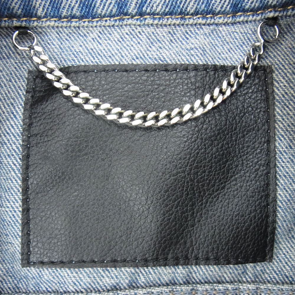 BALENCIAGA バレンシアガ 17AW 487342 TSB06 Back Campaign Logo バック キャンペーン ロゴ 刺繍 ダメージ加工 デニムジャケット インディゴブルー系 44【中古】