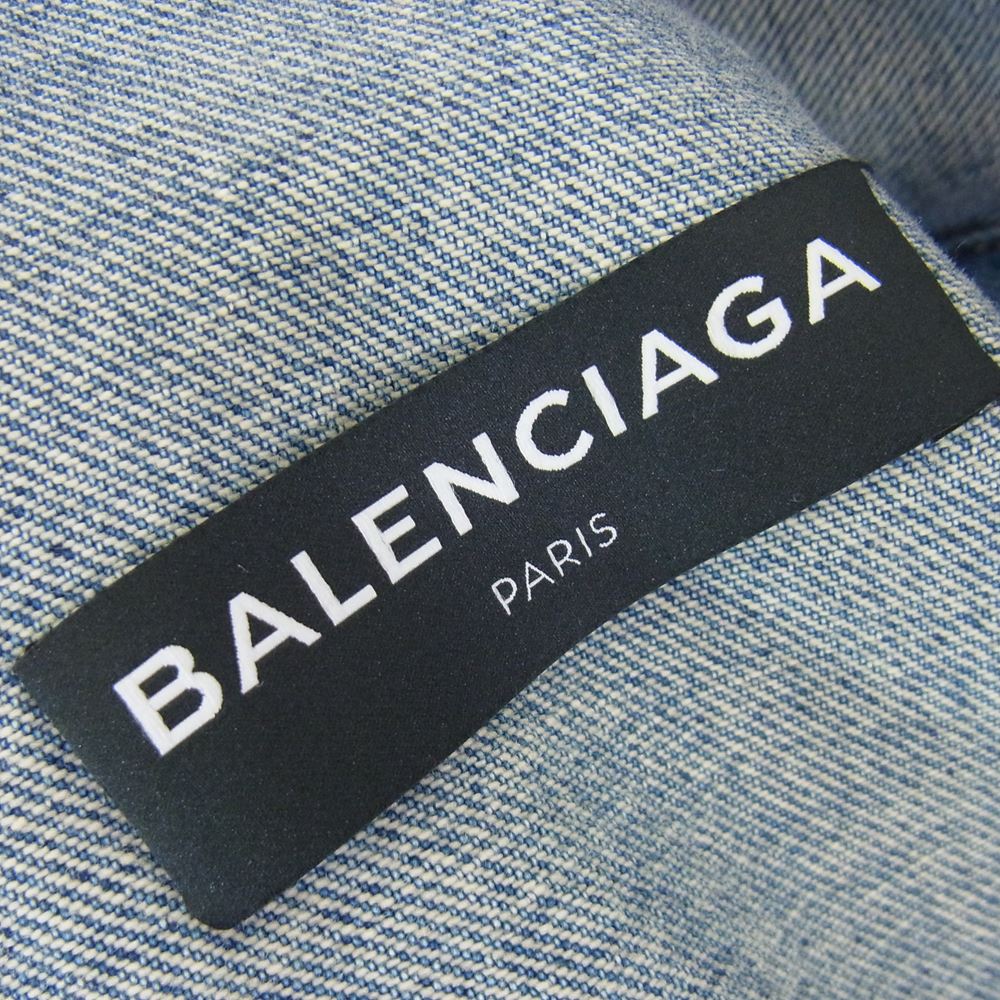 BALENCIAGA バレンシアガ 17AW 487342 TSB06 Back Campaign Logo バック キャンペーン ロゴ 刺繍 ダメージ加工 デニムジャケット インディゴブルー系 44【中古】