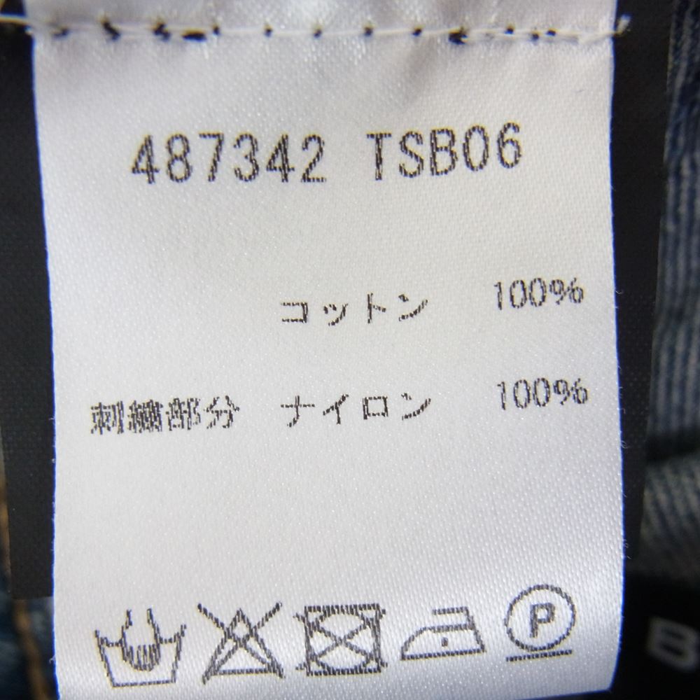 BALENCIAGA バレンシアガ 17AW 487342 TSB06 Back Campaign Logo バック キャンペーン ロゴ 刺繍 ダメージ加工 デニムジャケット インディゴブルー系 44【中古】