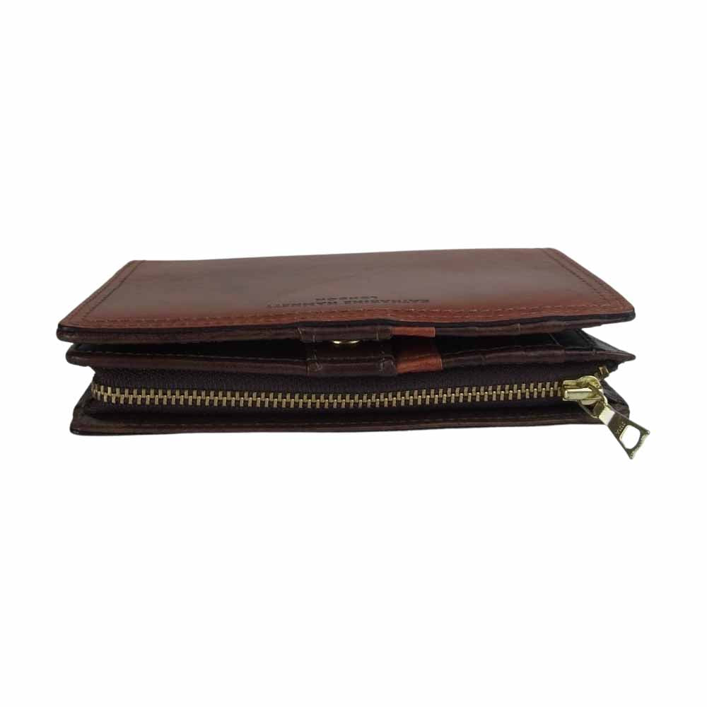 KATHARINE HAMNETT キャサリン・ハムネット 二つ折り ミドル ウォレット ベジタブル タンニン レザー ブラウン系【中古】