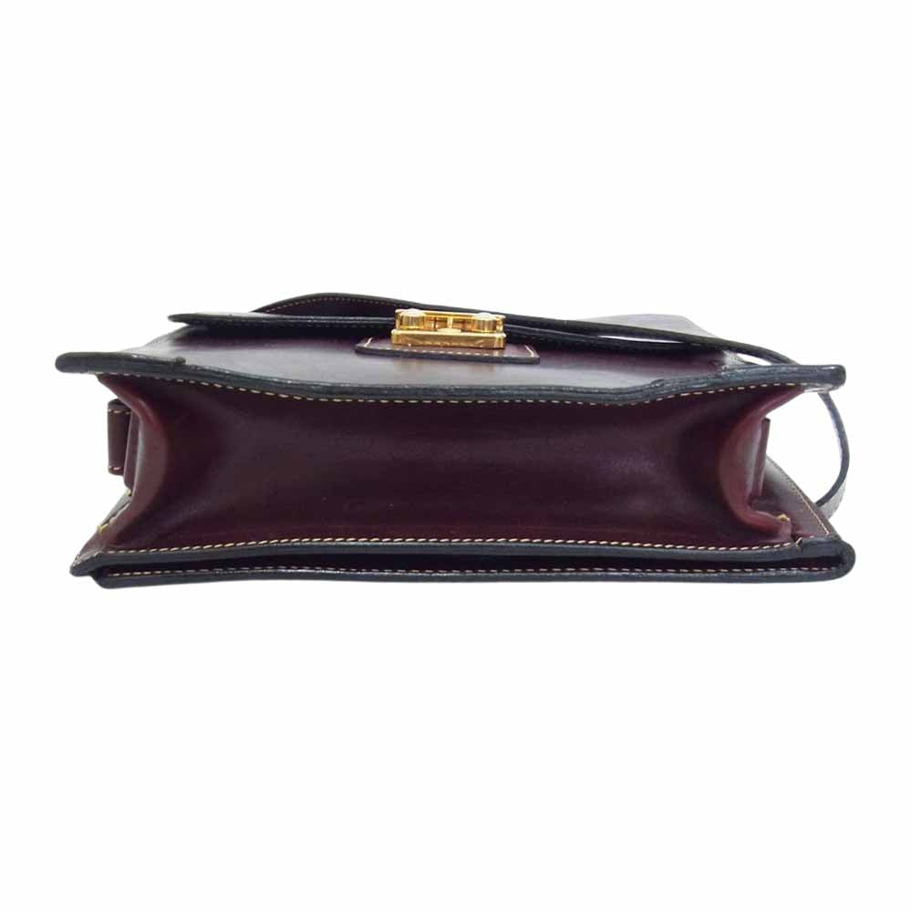 ホーランドスポーツ ロック付 フラップ  レザーショルダーバッグ  ブラウン系【中古】