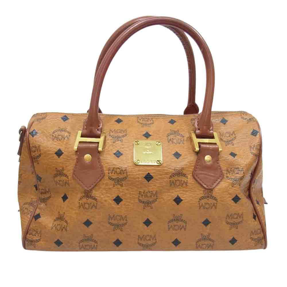 MCM エム・シー・エム レザー ボストン バッグ ブラウン系【中古】