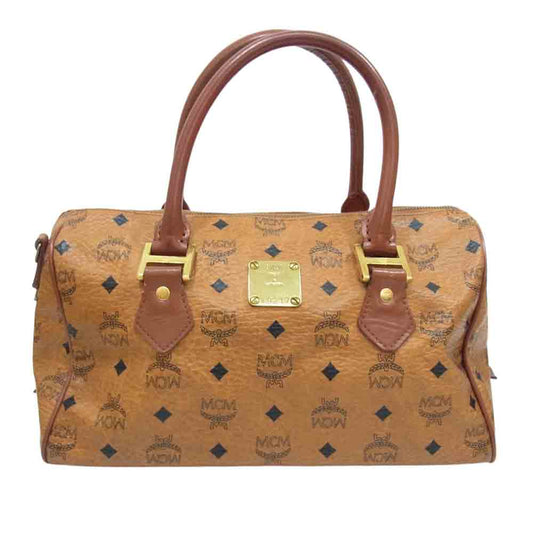 MCM エム・シー・エム レザー ボストン バッグ ブラウン系【中古】