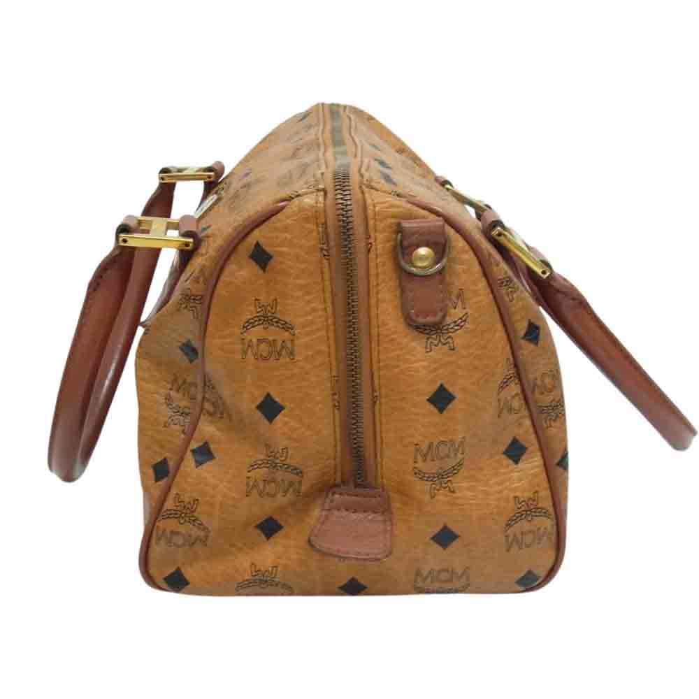 MCM エム・シー・エム レザー ボストン バッグ ブラウン系【中古】
