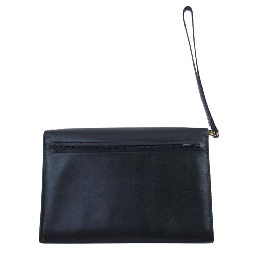Dunhill ダンヒル ダイヤルロック式 レザー フラップ クラッチバッグ セカンドバッグ ブラック系【美品】【中古】