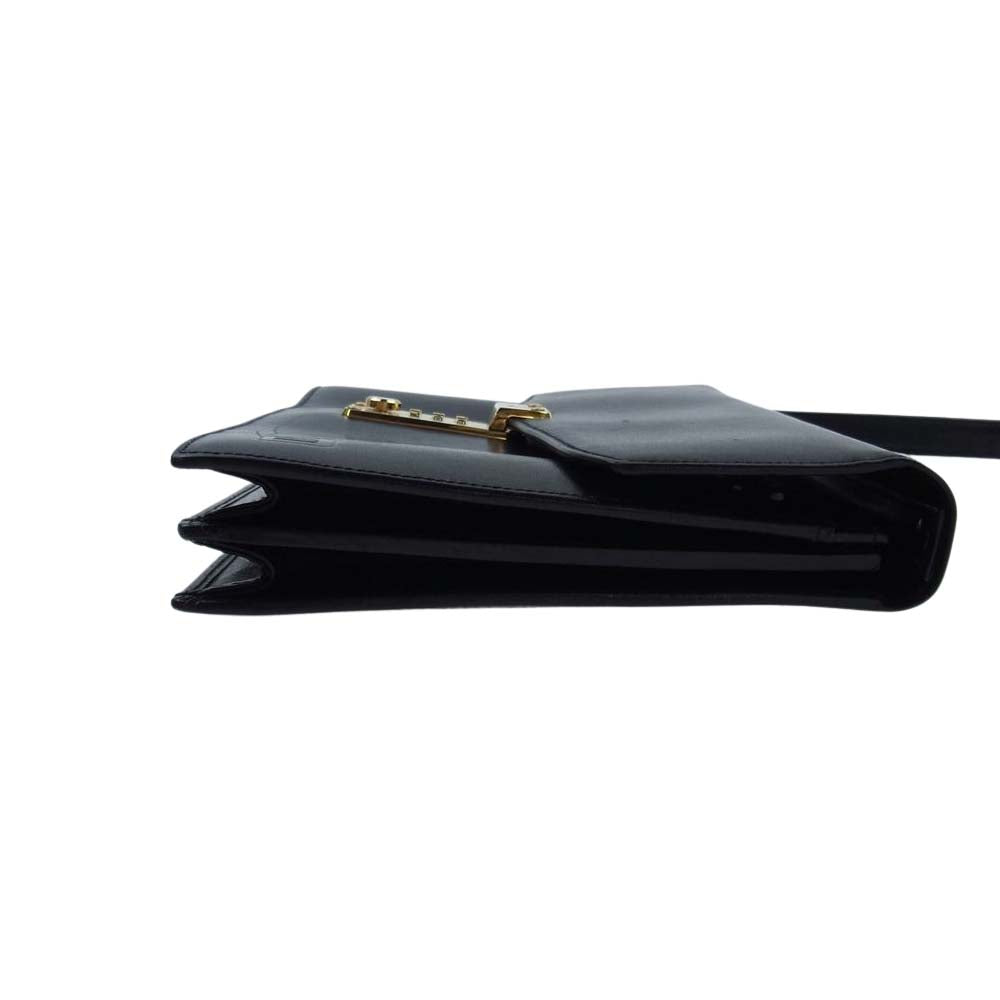 Dunhill ダンヒル ダイヤルロック式 レザー フラップ クラッチバッグ セカンドバッグ ブラック系【美品】【中古】