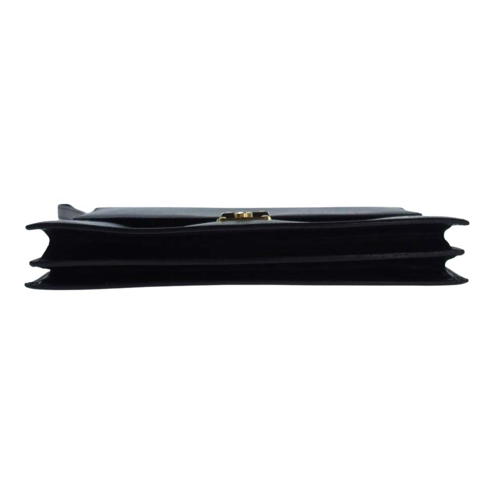 Dunhill ダンヒル ダイヤルロック式 レザー フラップ クラッチバッグ セカンドバッグ ブラック系【美品】【中古】
