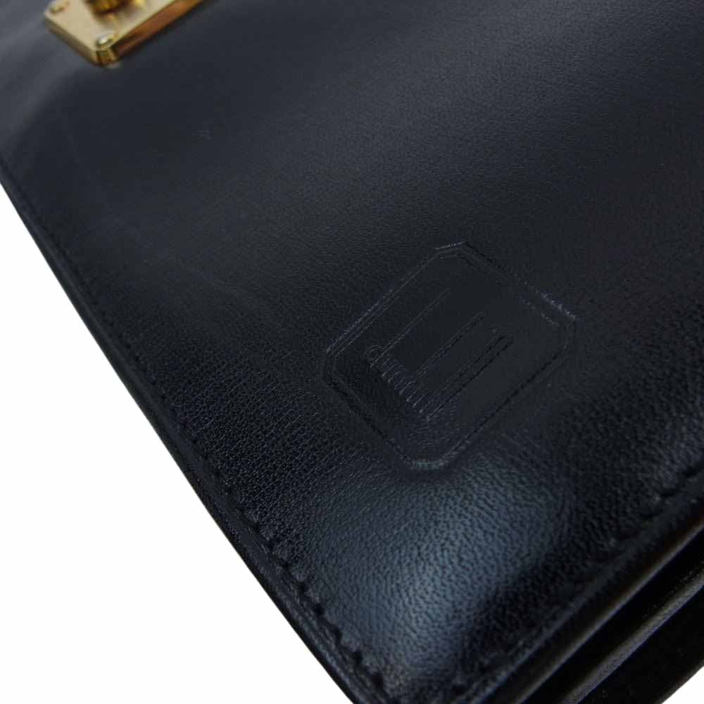 Dunhill ダンヒル ダイヤルロック式 レザー フラップ クラッチバッグ セカンドバッグ ブラック系【美品】【中古】