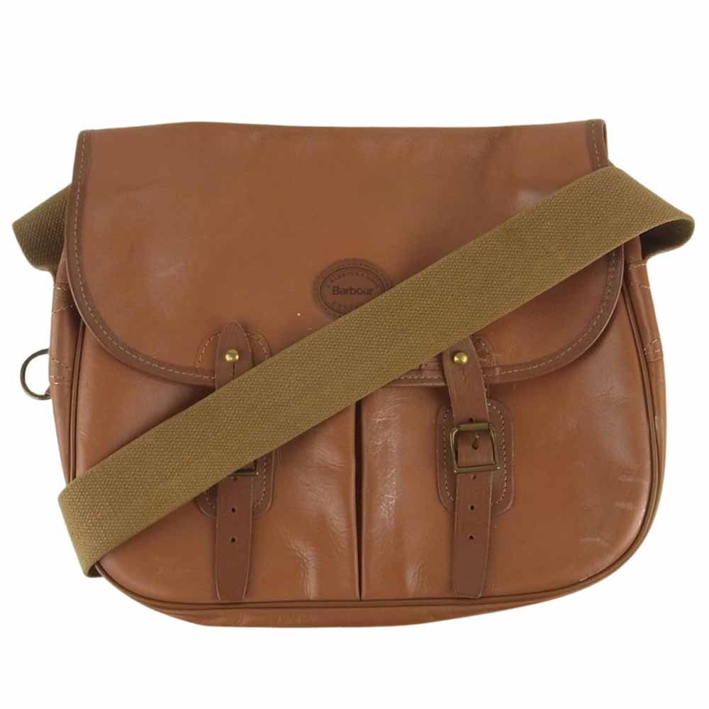 Barbour バブアー フラップ レザー ショルダー バッグ ブラウン系【中古】