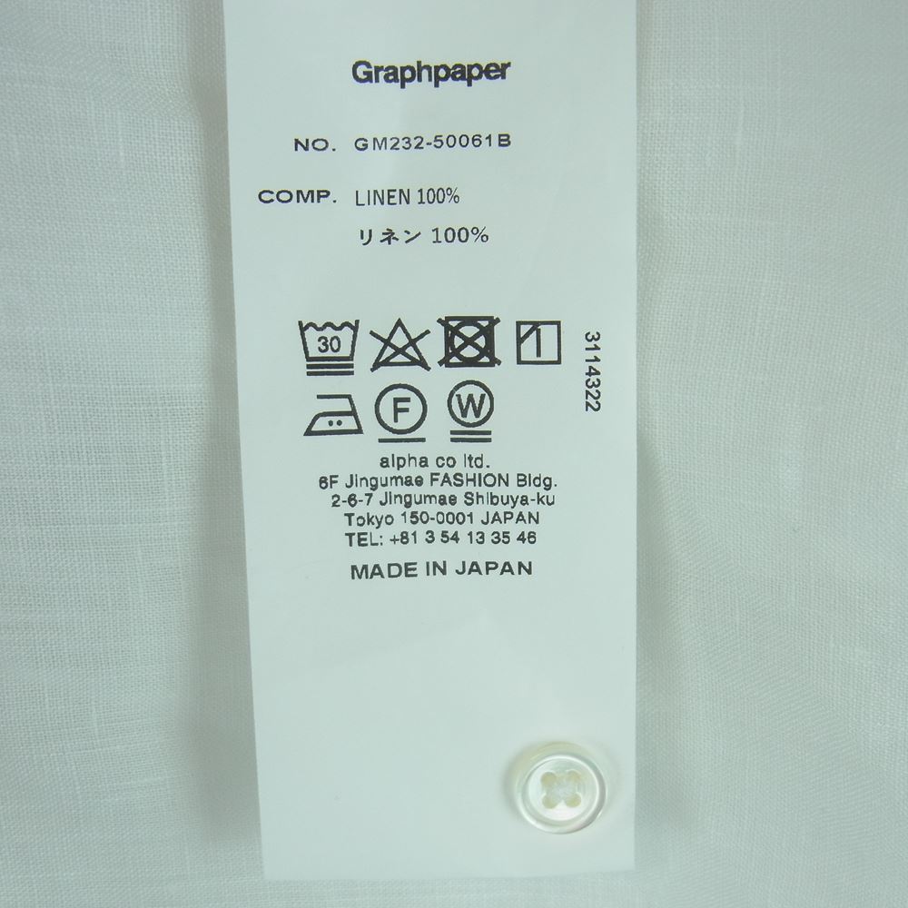 GRAPHPAPER グラフペーパー GM232-50061B リネン オーバーサイズ レギュラーカラー 長袖 シャツ ホワイト系 F【新古品】【未使用】【中古】