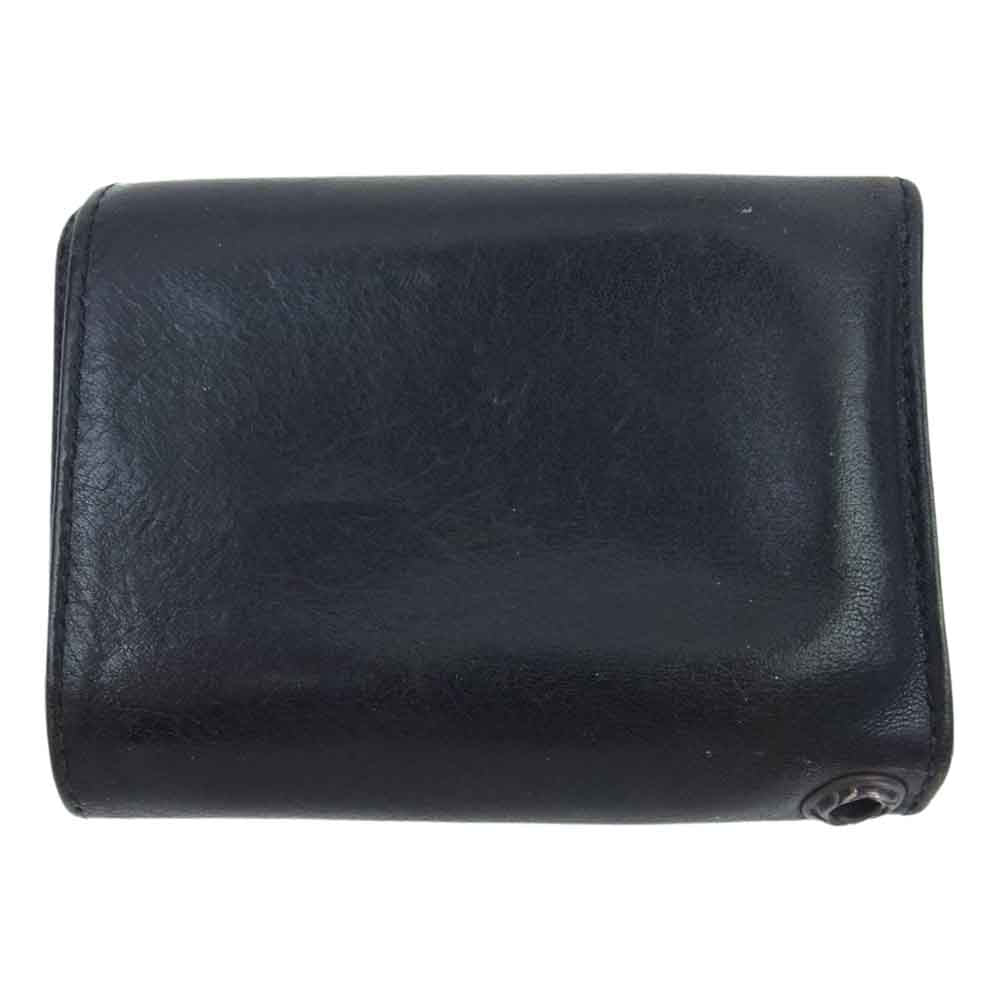 CHROME HEARTS クロムハーツ（原本無） 3FOLD 3フォールド クロスボタン レザー ウォレット ブラック系【中古】