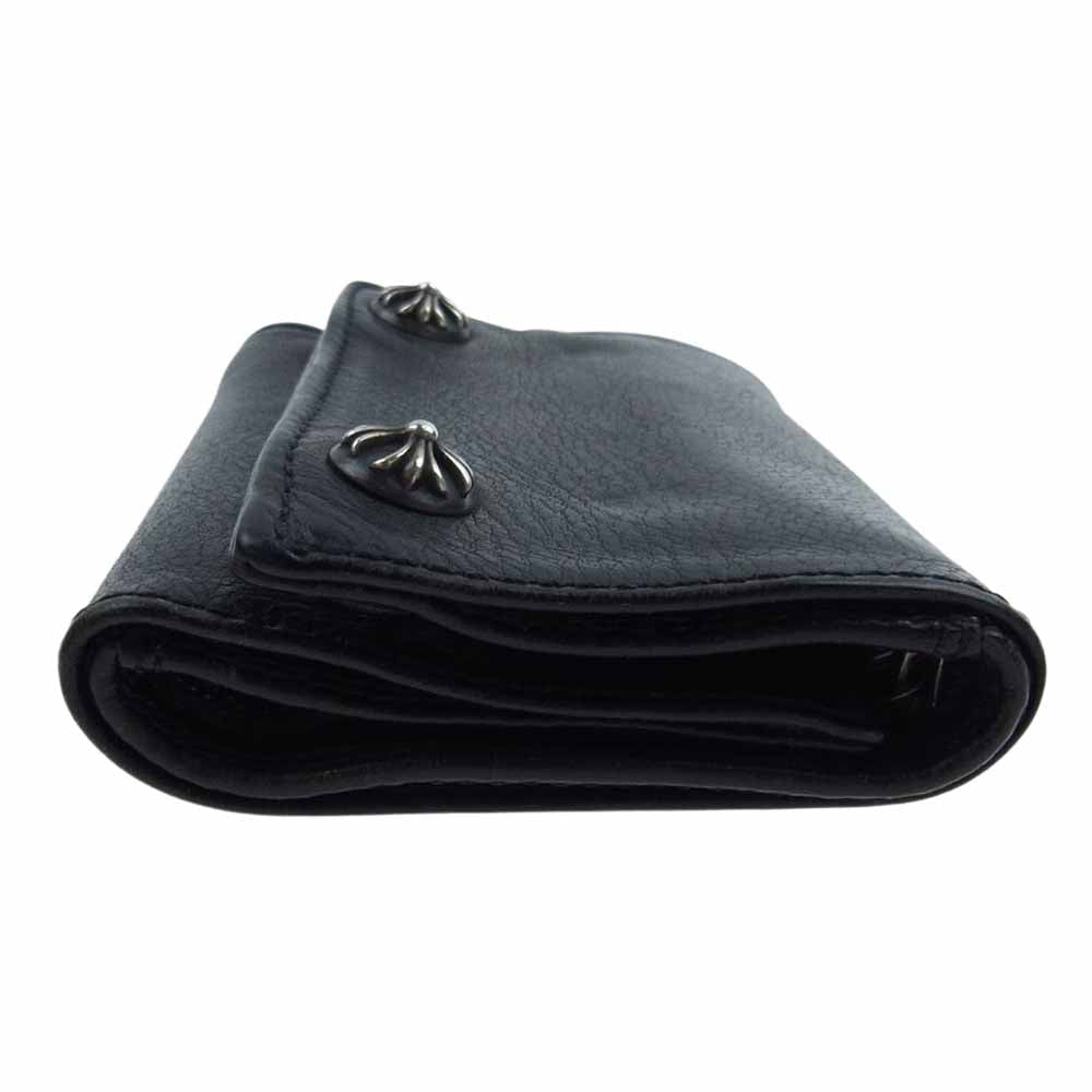 CHROME HEARTS クロムハーツ（原本無） 3FOLD 3フォールド クロスボタン レザー ウォレット ブラック系【中古】