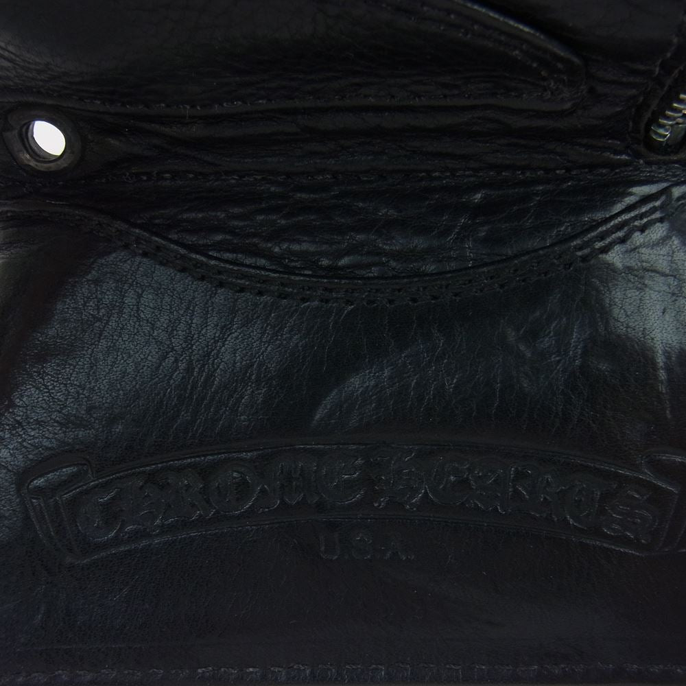 CHROME HEARTS クロムハーツ（原本無） 3FOLD 3フォールド クロスボタン レザー ウォレット ブラック系【中古】