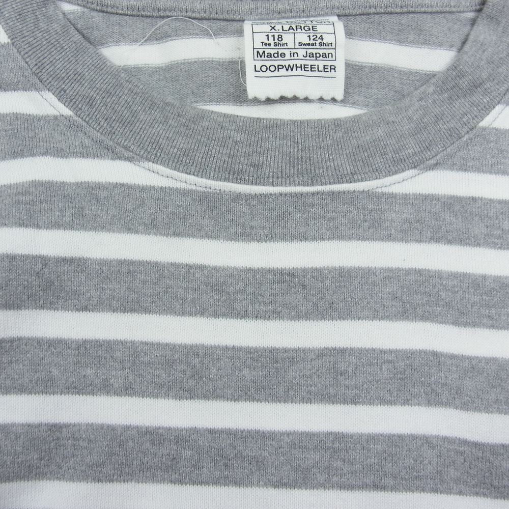 LOOPWHEELER ループウィラー ボーダー ロング スリーブ カットソー Tシャツ グレー ホワイト グレー系 XL【中古】