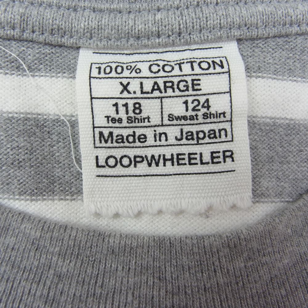 LOOPWHEELER ループウィラー ボーダー ロング スリーブ カットソー Tシャツ グレー ホワイト グレー系 XL【中古】