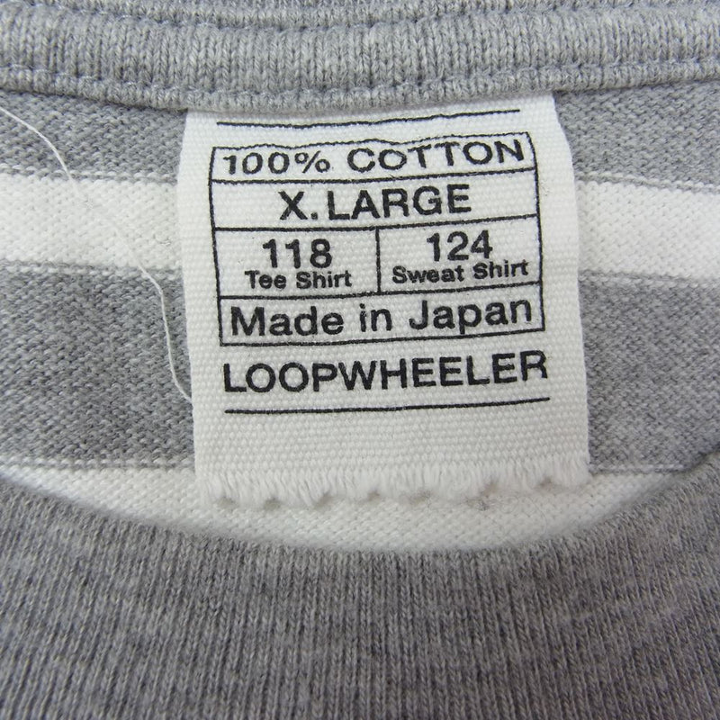 LOOPWHEELER ループウィラー ボーダー ロング スリーブ カットソー Tシャツ グレー ホワイト グレー系 XL【中古】