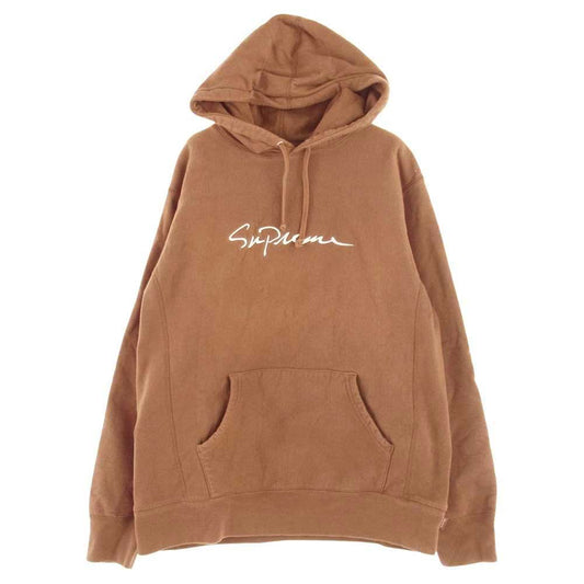 Supreme シュプリーム 18AW Classic Script Hooded Sweatshirt クラシック スクリプト フーデッド スウェットシャツ ブラウン系 L【中古】