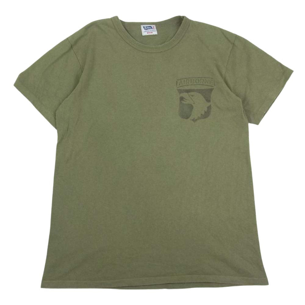 Pherrow's フェローズ ステンシル プリント アーミー 半袖 Tシャツ カーキ系 M【中古】