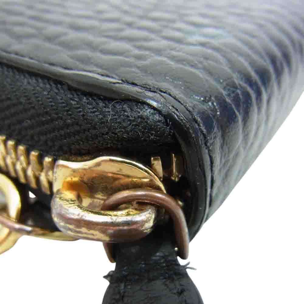 MCM エム・シー・エム ロゴ レザー ラウンドファスナー ロングウォレット 長財布 ブラック系【中古】