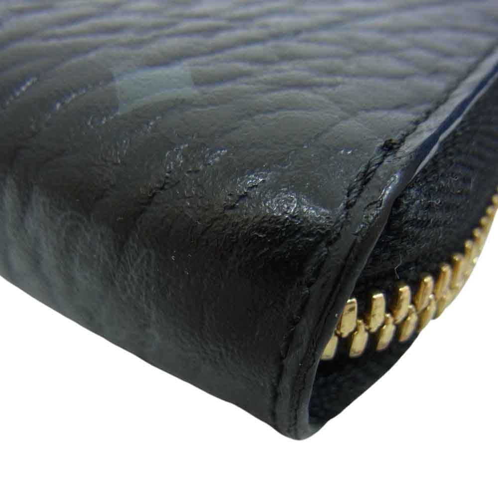 MCM エム・シー・エム ロゴ レザー ラウンドファスナー ロングウォレット 長財布 ブラック系【中古】