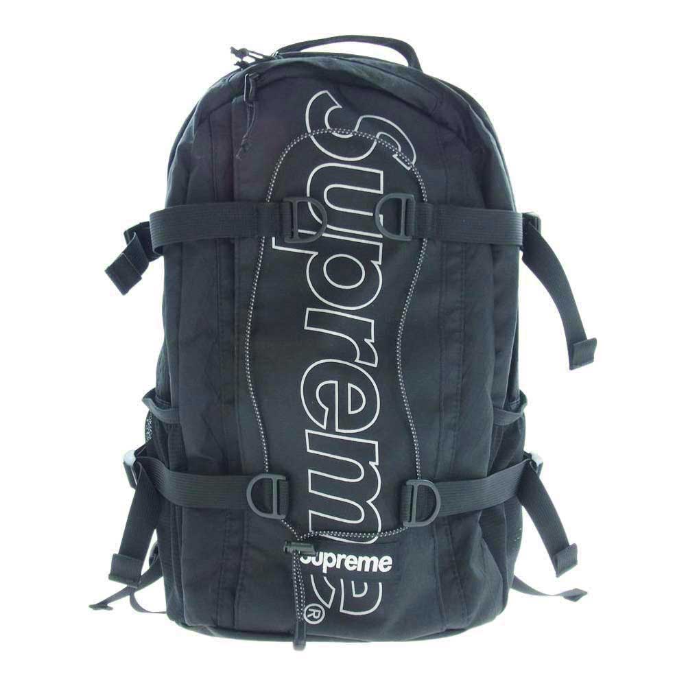 Supreme シュプリーム 18AW Backpack ロゴ プリント ナイロン バックパック リュック ブラック系【中古】