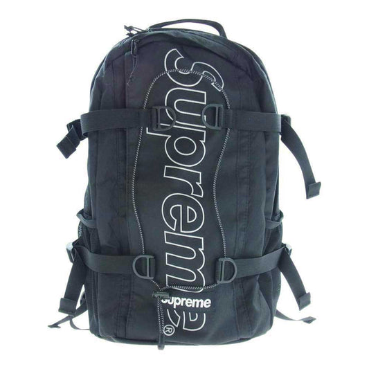 Supreme シュプリーム 18AW Backpack ロゴ プリント ナイロン バックパック リュック ブラック系【中古】