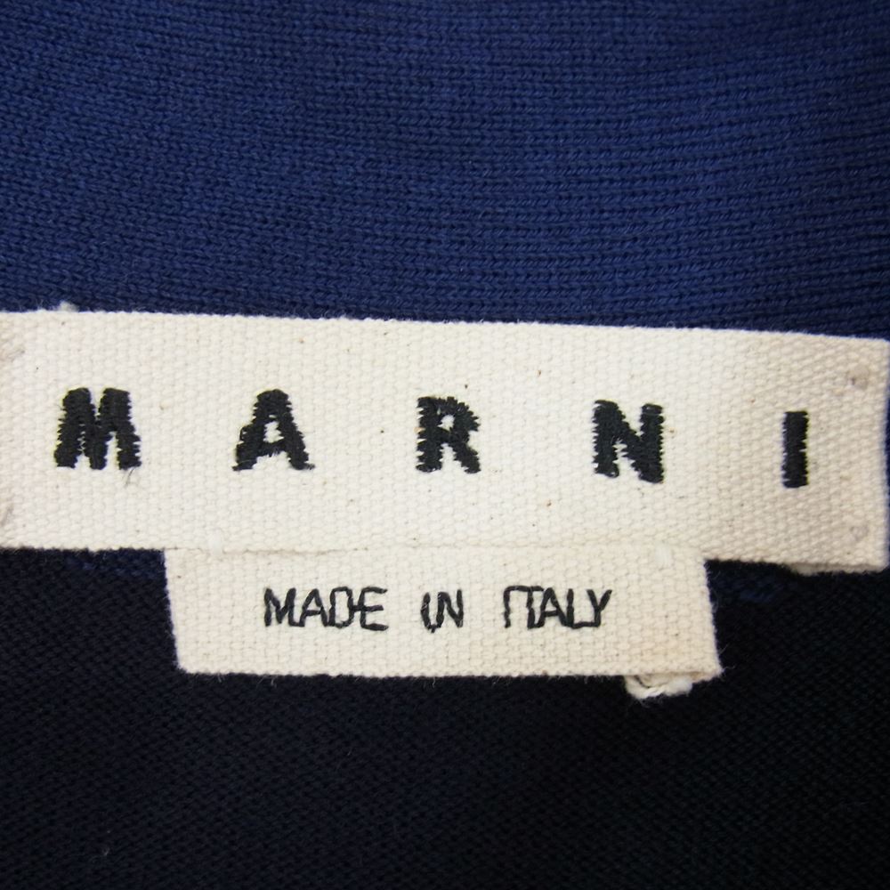 MARNI マルニ M05HA0087 コントラストライン バイカラー Vネック ウール カーディガン ネイビー系 48【中古】