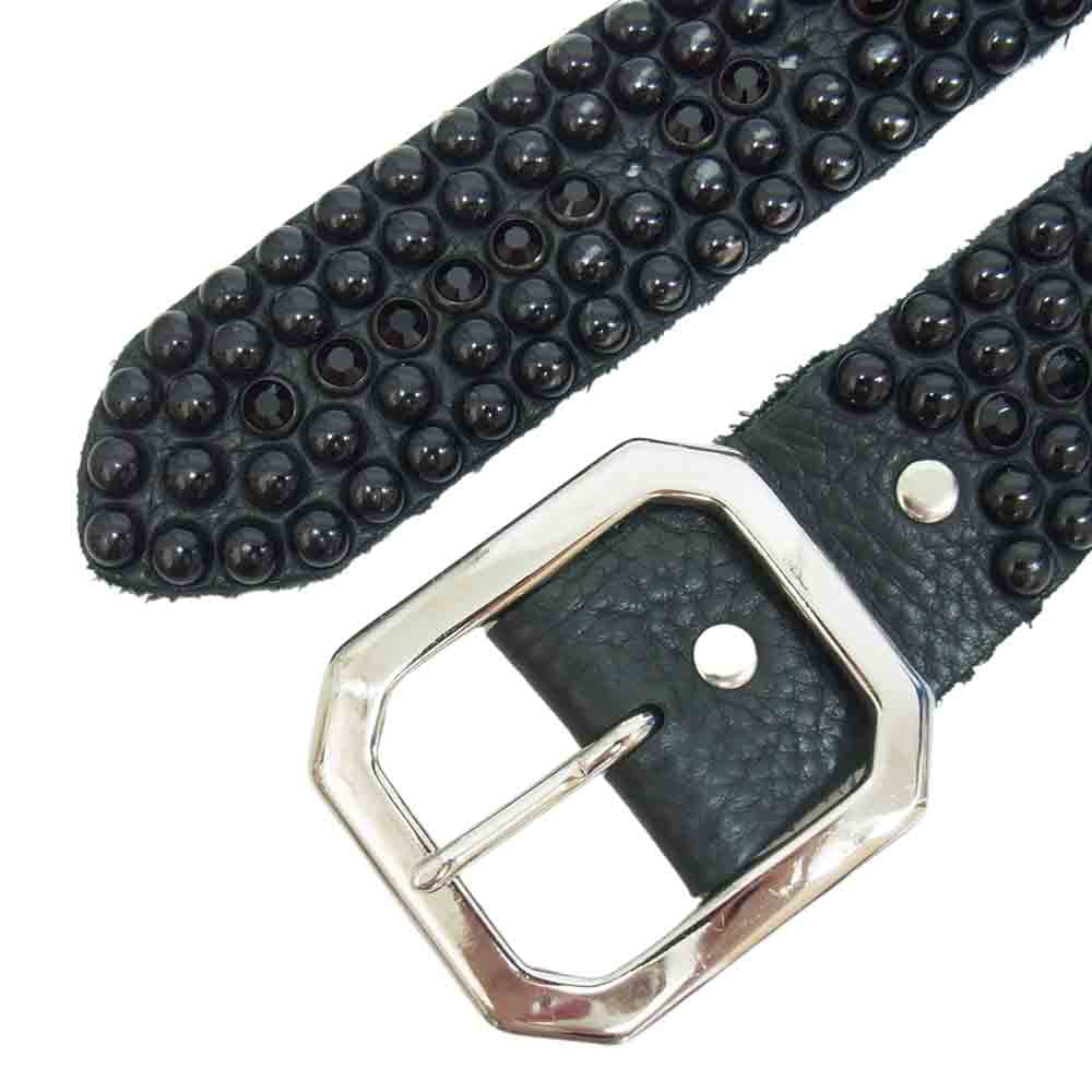 スカイ ロンハーマン取扱 レザー スタッズ ベルト ブラック系 XS【中古】