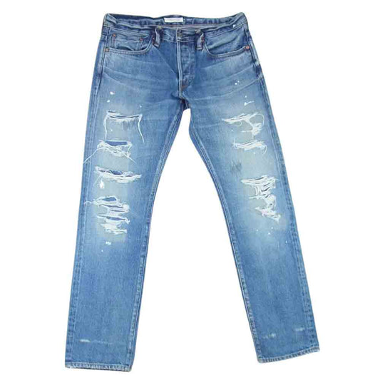 Ron Herman ロンハーマン 2620600214 DENIM USA製 ペイント ダメージ 加工 デニム パンツ インディゴブルー系 31【中古】