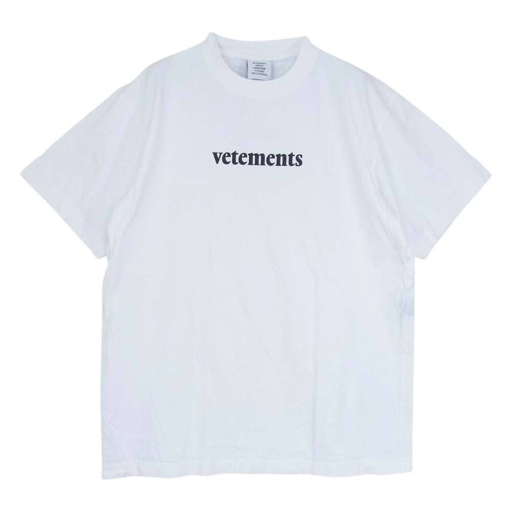VETEMENTS ヴェトモン 20SS SS20TR304   ロゴ プリントバーコードパッチ Tシャツ ホワイト系 XS【中古】