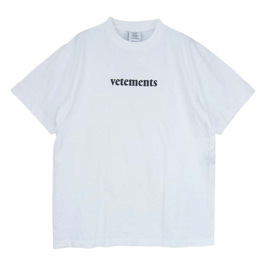 VETEMENTS ヴェトモン 20SS SS20TR304   ロゴ プリントバーコードパッチ Tシャツ ホワイト系 XS【中古】