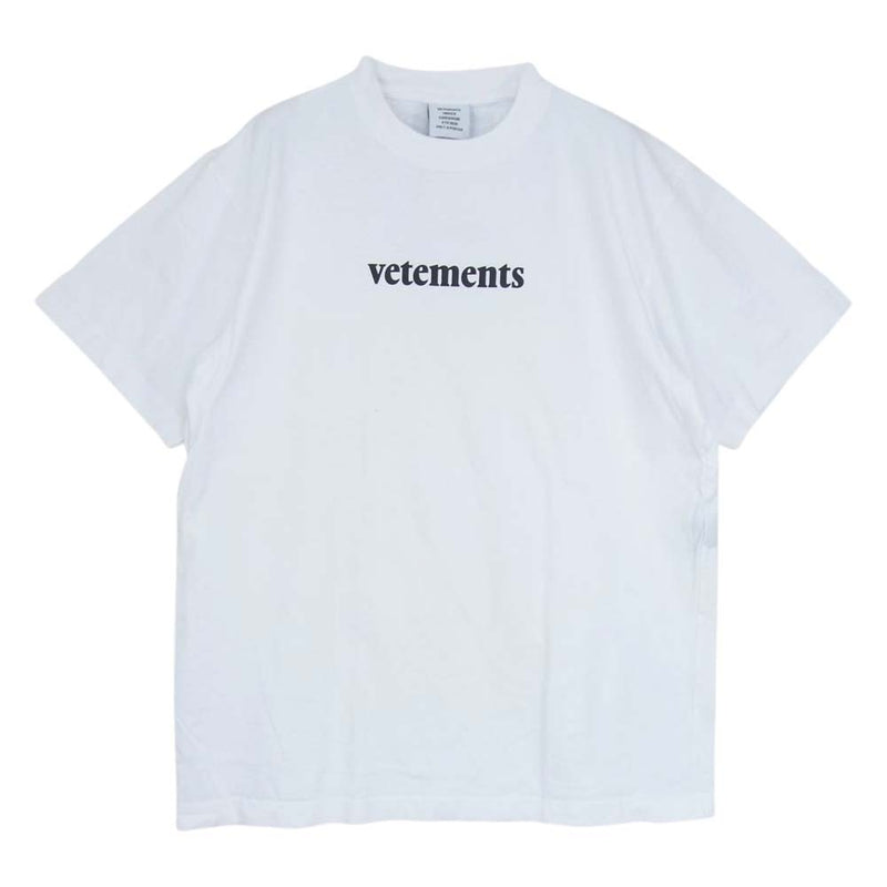 VETEMENTS ヴェトモン 20SS SS20TR304   ロゴ プリントバーコードパッチ Tシャツ ホワイト系 XS【中古】