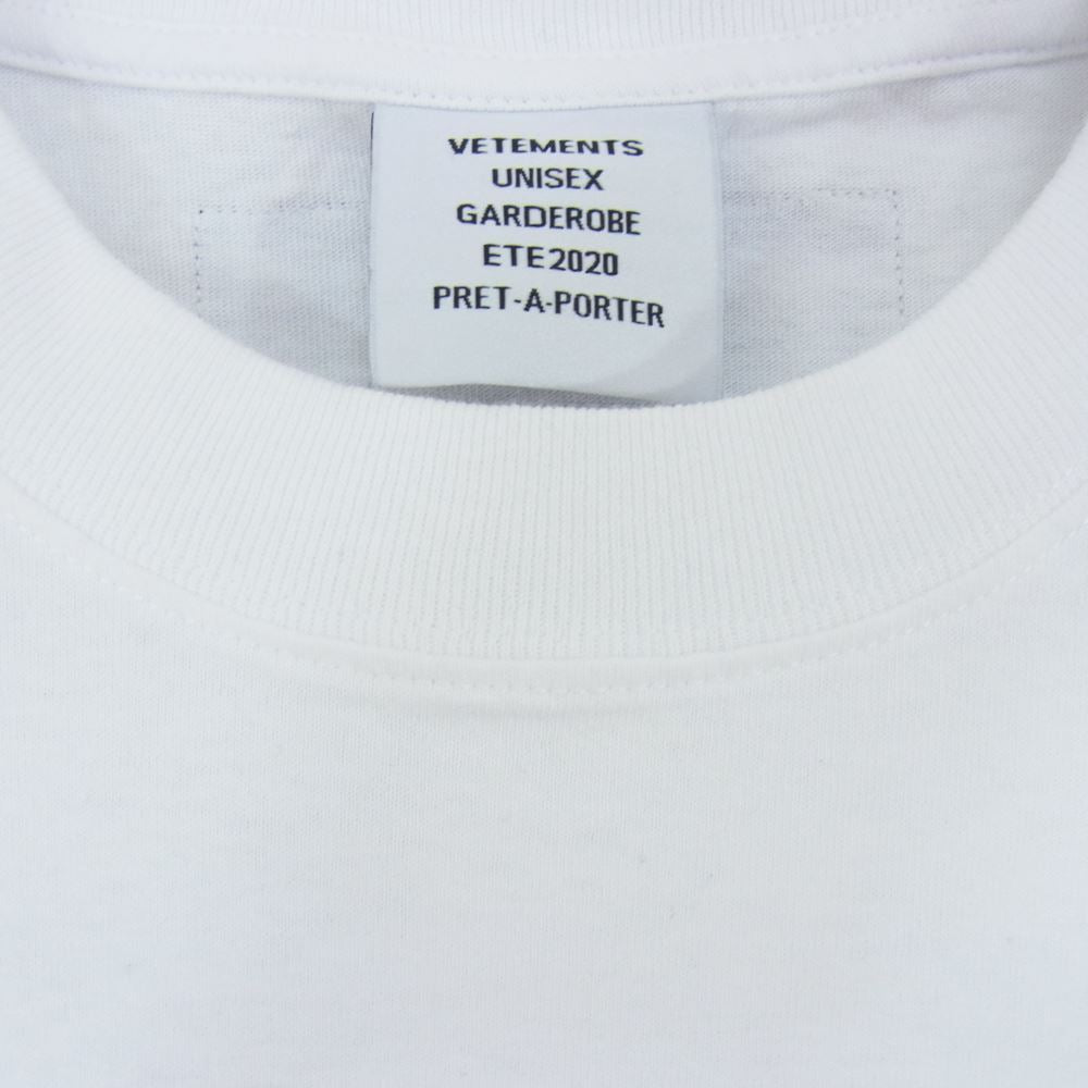 VETEMENTS ヴェトモン 20SS SS20TR304   ロゴ プリントバーコードパッチ Tシャツ ホワイト系 XS【中古】